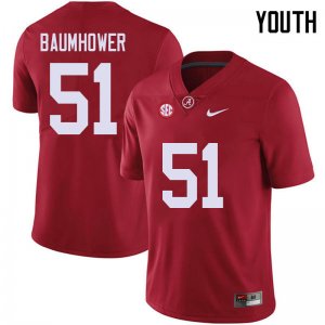 NCAA Youth Alabama Crimson Tide #51 Wes Baumhower Stitched College 2018 Nike Authentic Red Football Jersey HU17I75RM